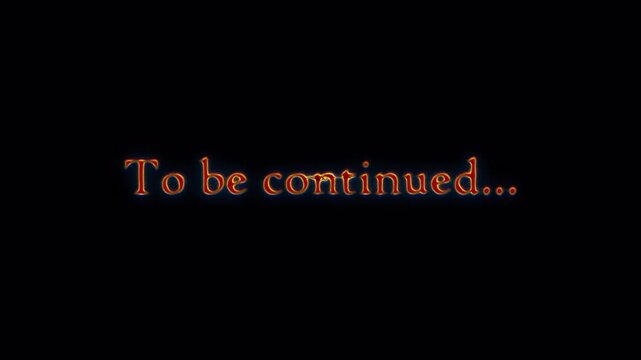 To Be Continued glow red spark neon lightning text animation on black abstract background.Isolated alpha channel Apply prores 444