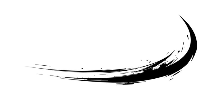 Elegant black ink brush stroke with smooth curved swoosh
