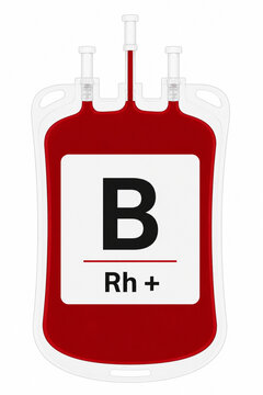Vector illustration of B group Rh positive blood in medical-grade PVC pouch