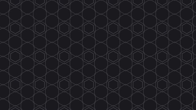 Black japanese bishamon kikko hexagon armor pattern scrolling, traditional seamless loop background