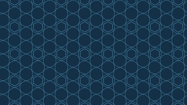 Blue japanese bishamon kikko hexagon armor pattern scrolling, traditional seamless loop background