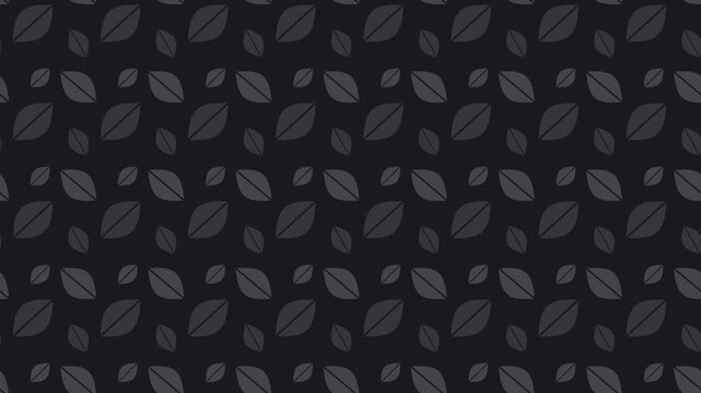 Black botanical leaf pattern scrolling gently, natural organic seamless loop background