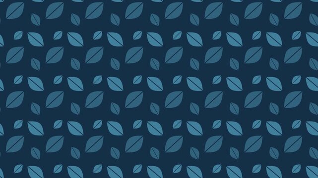 Blue botanical leaf pattern scrolling gently, natural organic seamless loop background