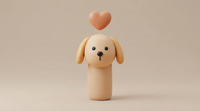 Beagle puppy with red heart above head