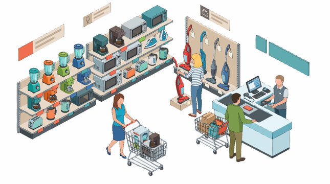 Woman shopping with a cart.
