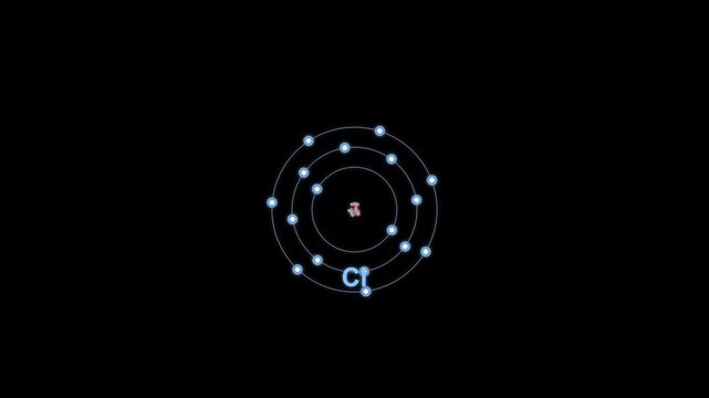 Chlorine Cl Bohr Atom Model Clean No Text Overlay Alpha Channel 4K