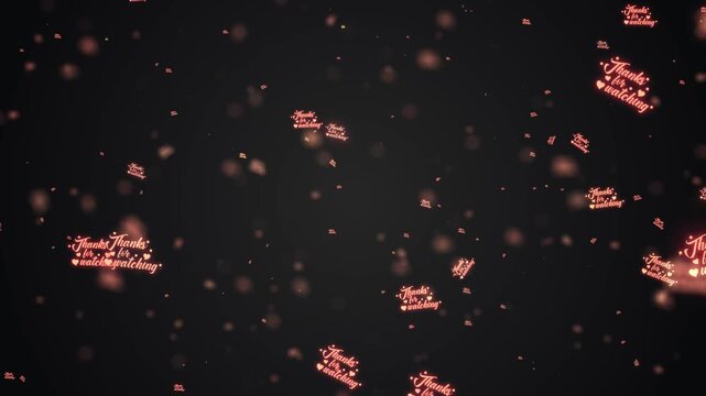 Loop animation of Thanks For Watching glow pink glitch text falling effect illustration flow on black abstract background