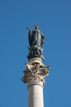 Historic landmarks, monuments and architectural details in Rome, Italy featuring Trevi Fountain, Piazza del Popolo, Trajan's Column and views of St. Peter's Basilica