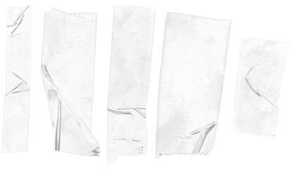 Fototapeta na wymiar Clear Adhesive Tape Strips Collection with Wrinkled Texture