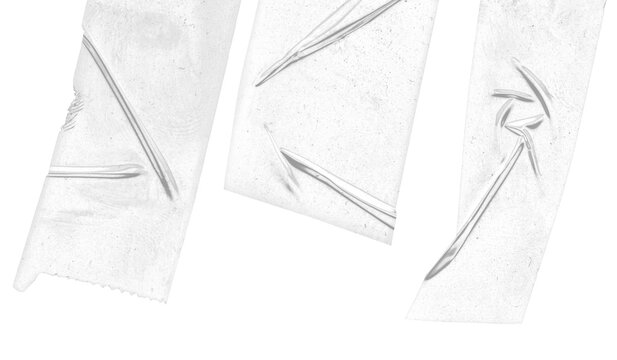 Clear Adhesive Tape Strips Texture Overlay With Wrinkles Set