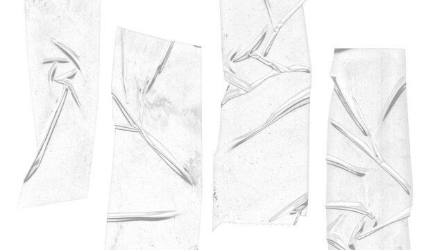 Adhesive Clear Tape Strips Set Isolated On White Background