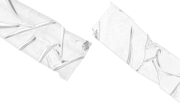 Transparent Adhesive Tape Strips With Wrinkles Isolated Texture