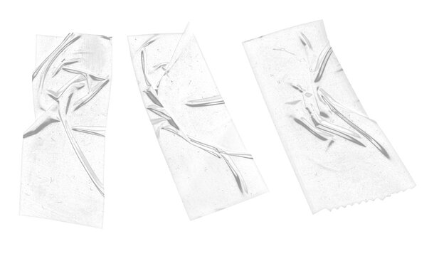 Set Of Transparent Adhesive Tape Strips With Wrinkled Texture