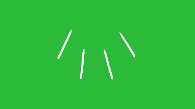 Cartoon 2D Animation Minimalist White Four Line Flash Accent on Green Screen