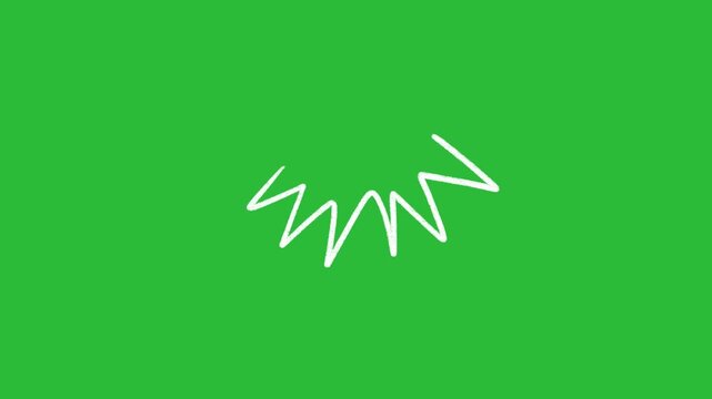 Hand Drawn 2D Animation White Zigzag Crown Spike Accent Overlay on Green Screen