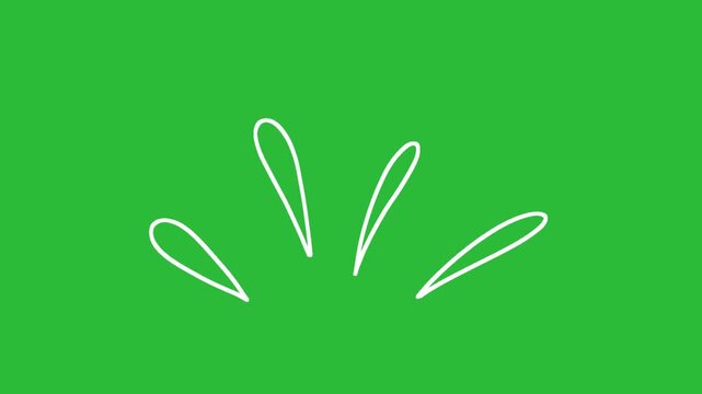 Hand Drawn 2D Animation White Outline Comic Splash Droplet Accent on Green Screen