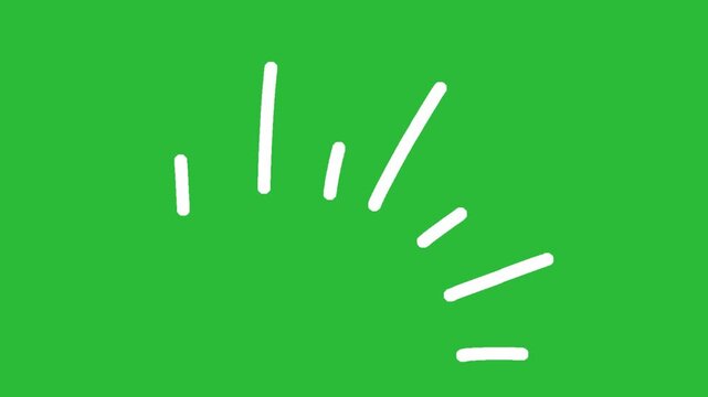 Hand Drawn 2D Animated Thick White Dash Line Pop Burst Element on Green Screen