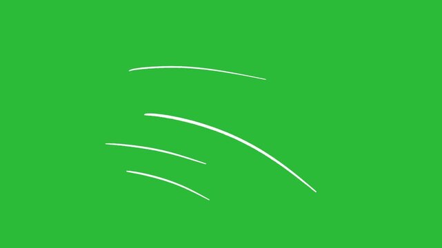 Hand Drawn Horizon Speed Swipe Motion Lines Animation on Green Screen Background