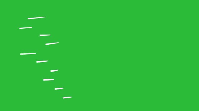 Hand Drawn Speed Blur Wind Streak Lines Animation on Green Screen Background