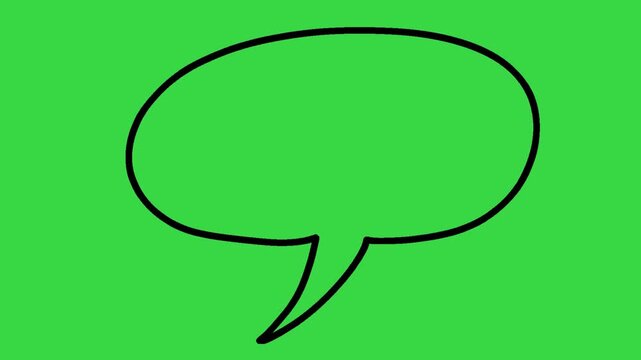 Hand Drawn Outlined Comic Speech Bubble Animation on Green Screen Background