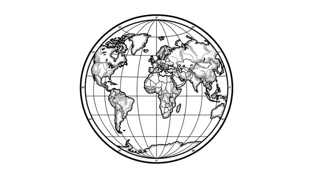 Stylized Globe Outline World Map Vector Graphic