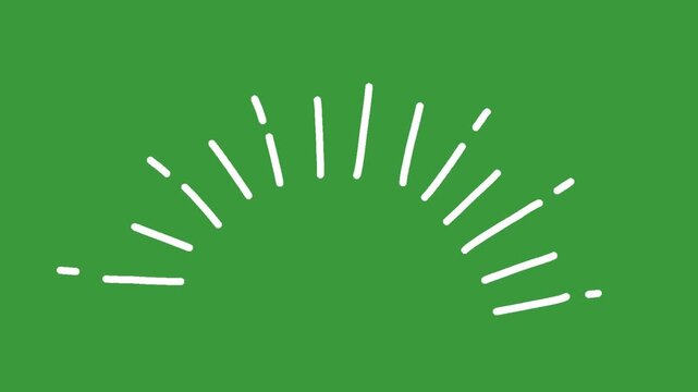 Hand Drawn Arced Firework Burst Line Accent Animation on Green Screen Background