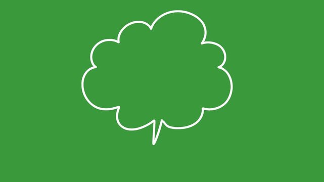 Hand Drawn Cartoon Cloud Speech Thought Bubble Animation on Green Screen Background
