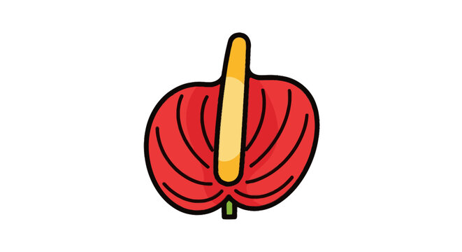 Red anthurium flower illustration on white background
