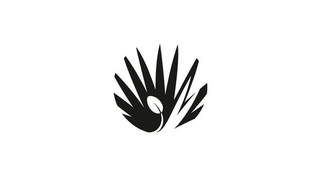 Black and white agave plant illustration.