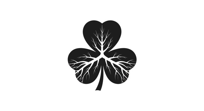 Black and white three leaf clover design.
