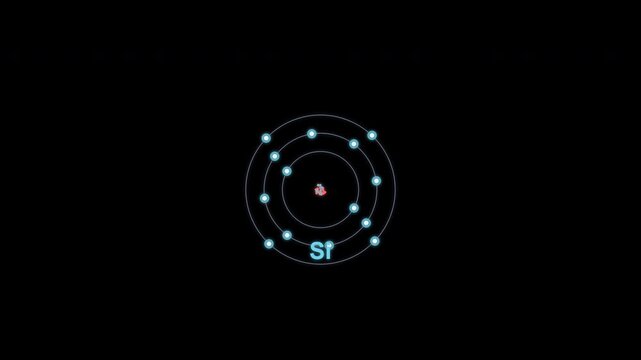 Silicon Si Bohr Atom Model Clean No Text Overlay Alpha Channel 4K