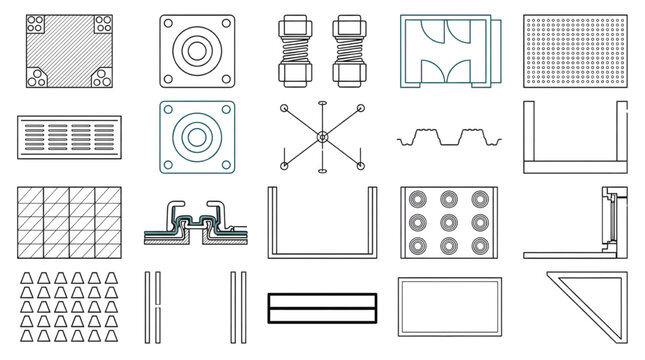 Acoustic isolation construction outline vector icons