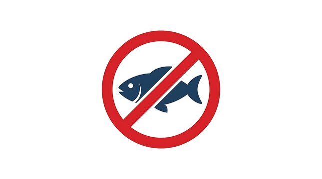 No fishing sign. Prohibited activity icon. Wildlife protection.
