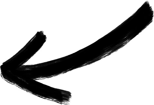 Hand drawn black curved arrow isolated on transparent background