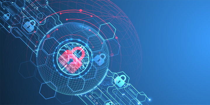 Data security Illustrates cyber data or information privacy idea. Color abstract  technology background.