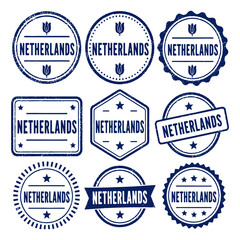 Obraz premium Netherlands stamp set. Seal set with country name on a white background