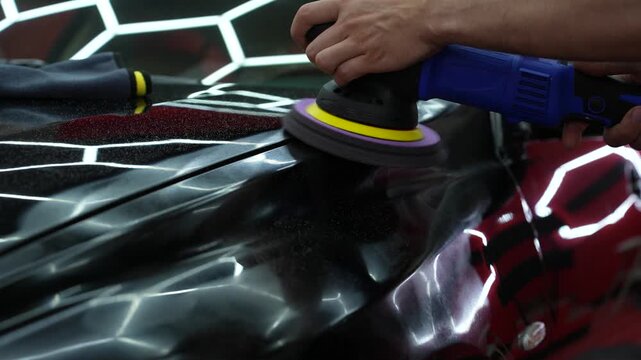 Expert orbital machine polishing and paint correction in 4K. Erasing surface scratches to restore mirror like gloss and safeguard original paintwork