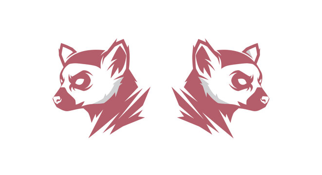 Two pink stylized cat heads facing each other.