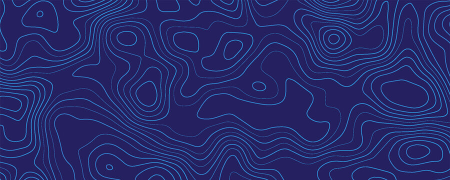 Ultra Lebar Wallpaper Abstrak Topografi Kontur Peta Latar Belakang Vektor Biru