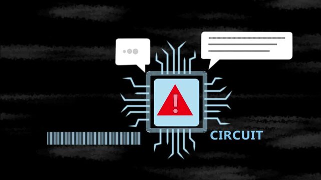 Animated circuit board. Digital technology background. Central computer processor CPU concept. Motherboard digital chip. PCB with free copy space for text or logo.