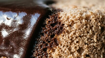 Fototapeta premium Wet Glaze Drip on Dry Cake Crumb.