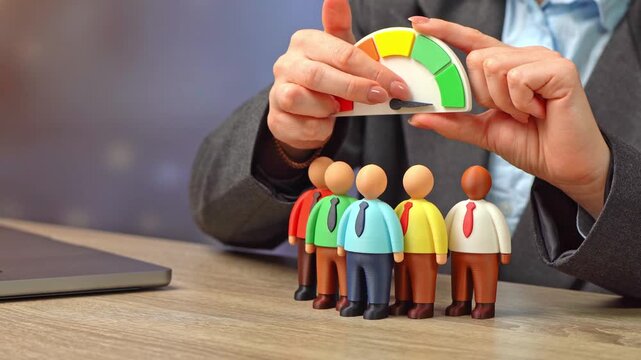 Improving employee efficiency. Average scores with room for improvement. Workforce evaluation and productivity assessment in corporate management