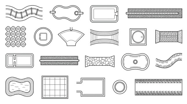 Top view stormwater management outline icons