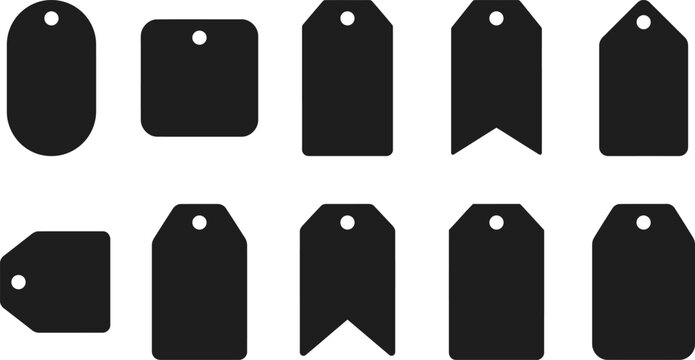 Black tag set isolated on white versatile shapes for retail crafts and product labeling