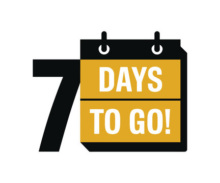 Seven Days Until Event. A graphic illustration featuring a stylized calendar indicating seven days remaining until an important event or deadline.