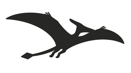 Flying pterodactyl silhouette isolated on a white background. © ombg