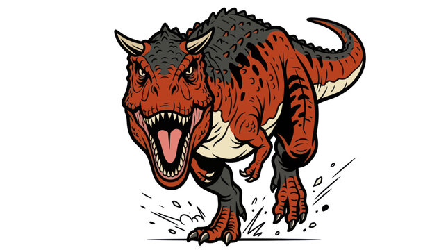 Fierce Carnotaurus dinosaur charging forward