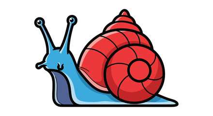 Colorful cartoon snail with red shell. © Dedek