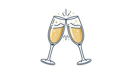 Champagne Toasting Glasses with Bubbles and Stars © jono
