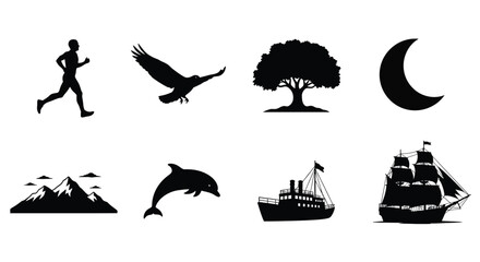Collection Of Black Silhouettes Against White Background © TaskinRahman